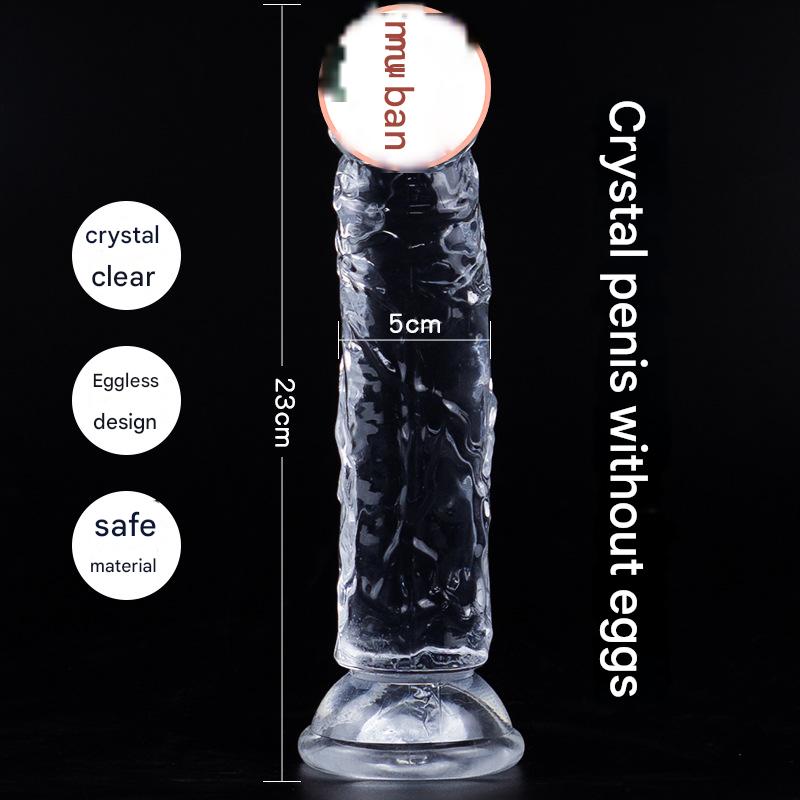 Female crystal transparent imitation real and fake penis strong suction cup, extended and thickened egg free penis sex toy