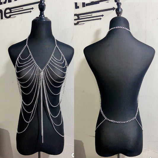 Alternative sexy lingerie nightclub role play maid metal chain clothing uniform bondage clothing suit